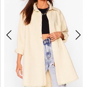 Cream yellow oversized nasty gal denim shirt